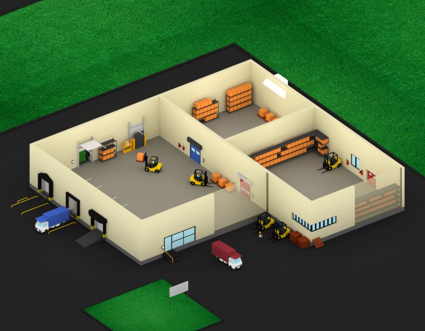 Low-Poly Isometric Warehouse Scene preview image 4